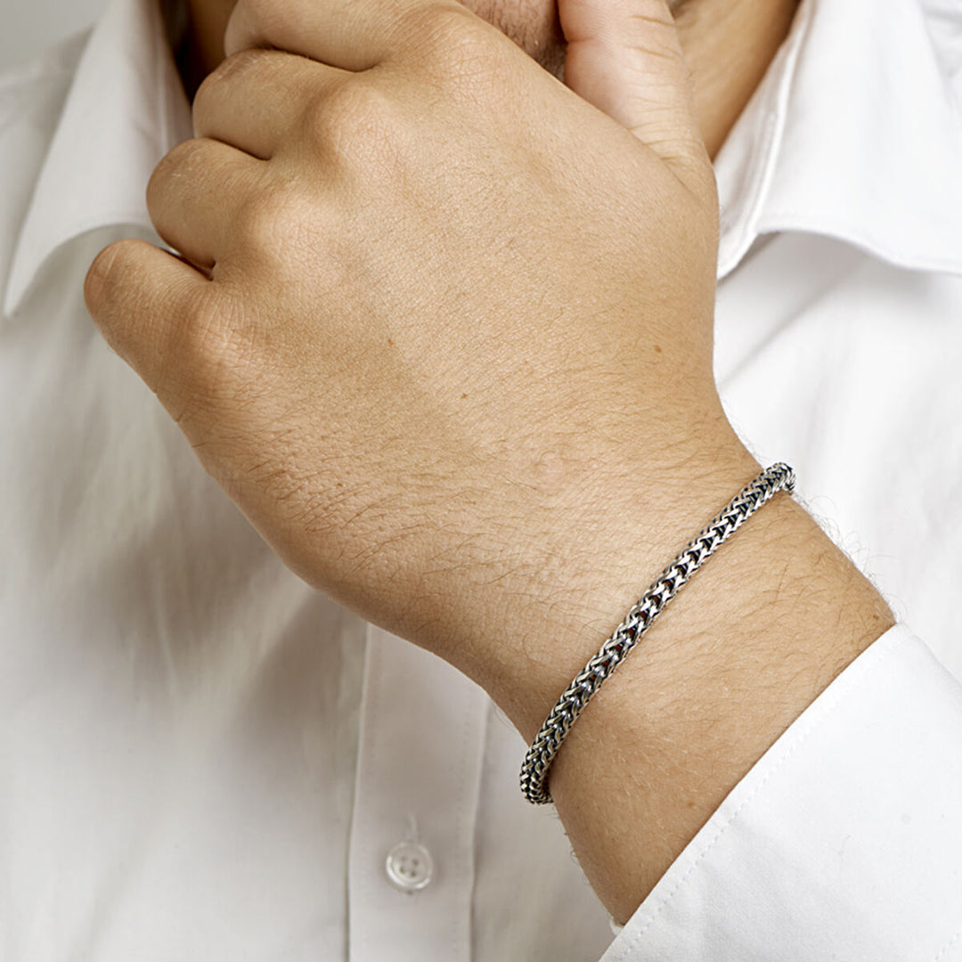 armband oxi vossestaart 4,5 mm zilver geoxideerd