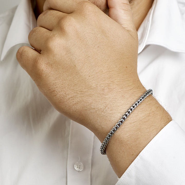 armband oxi vossestaart 4,5 mm zilver geoxideerd