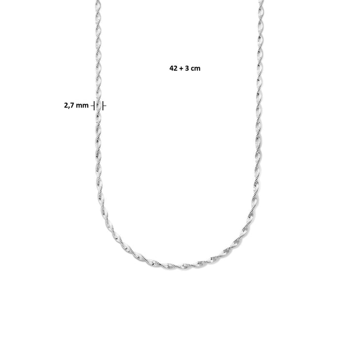 necklace 2.7 mm 42 + 3 cm silver rhodium plated