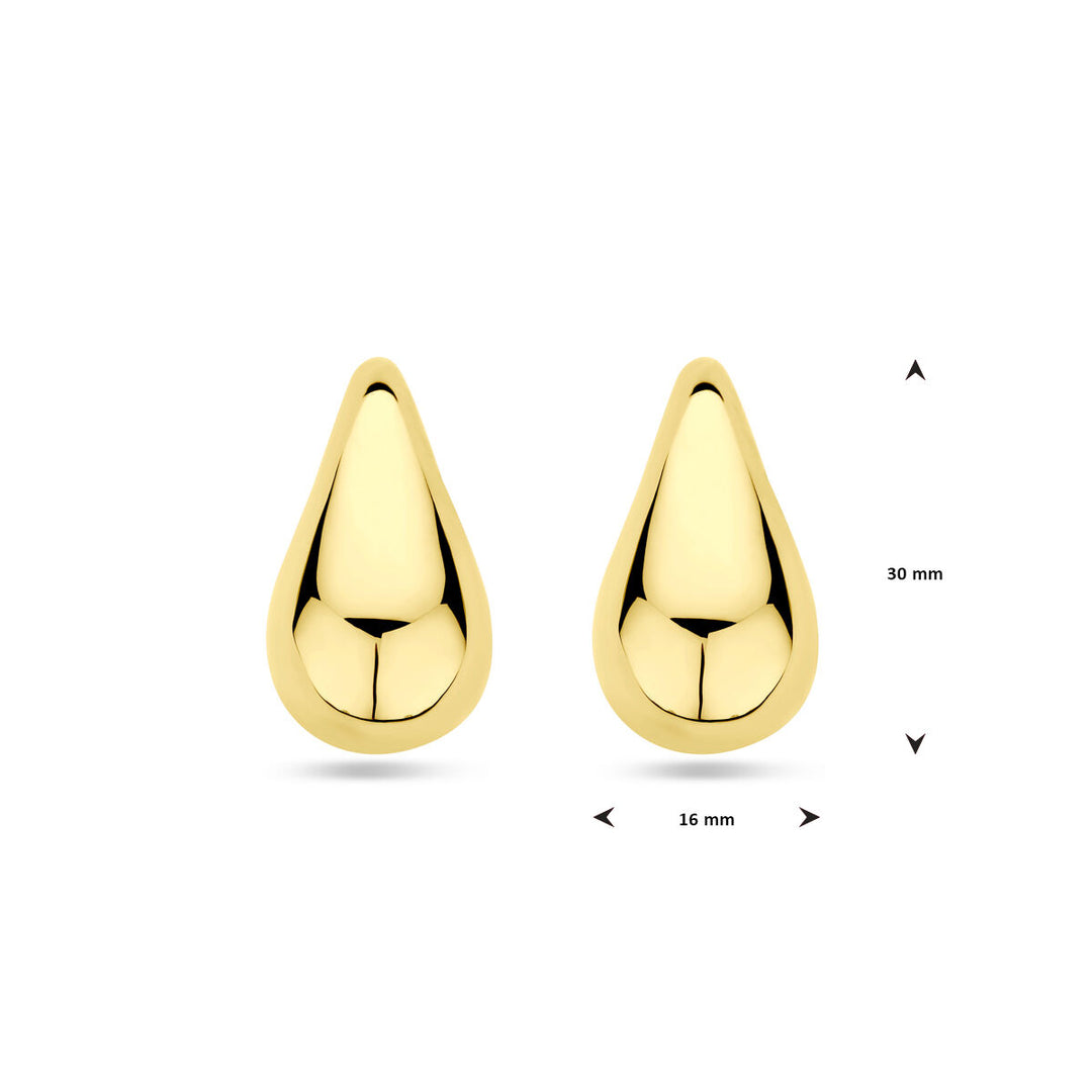 oorknoppen druppel 30 mm 1 micron zilver verguld (geel)