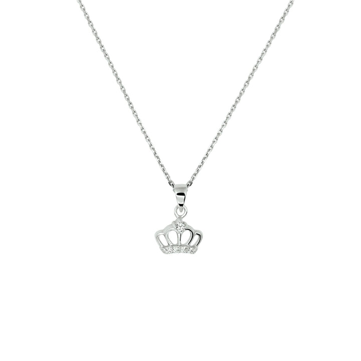 necklace crown zirconia 36 + 4 cm silver rhodium plated
