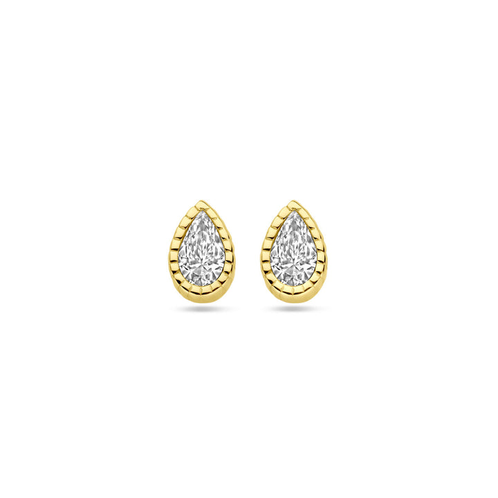 oorknoppen zirkonia 6 mm 14K geelgoud