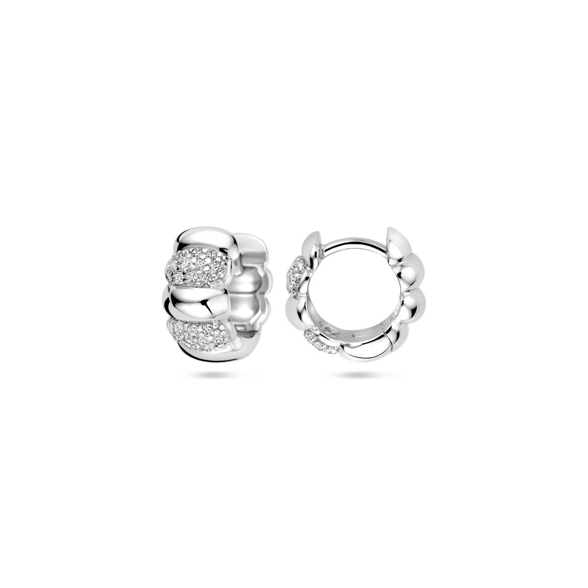 klapoorringen zirkonia 11 mm zilver gerhodineerd
