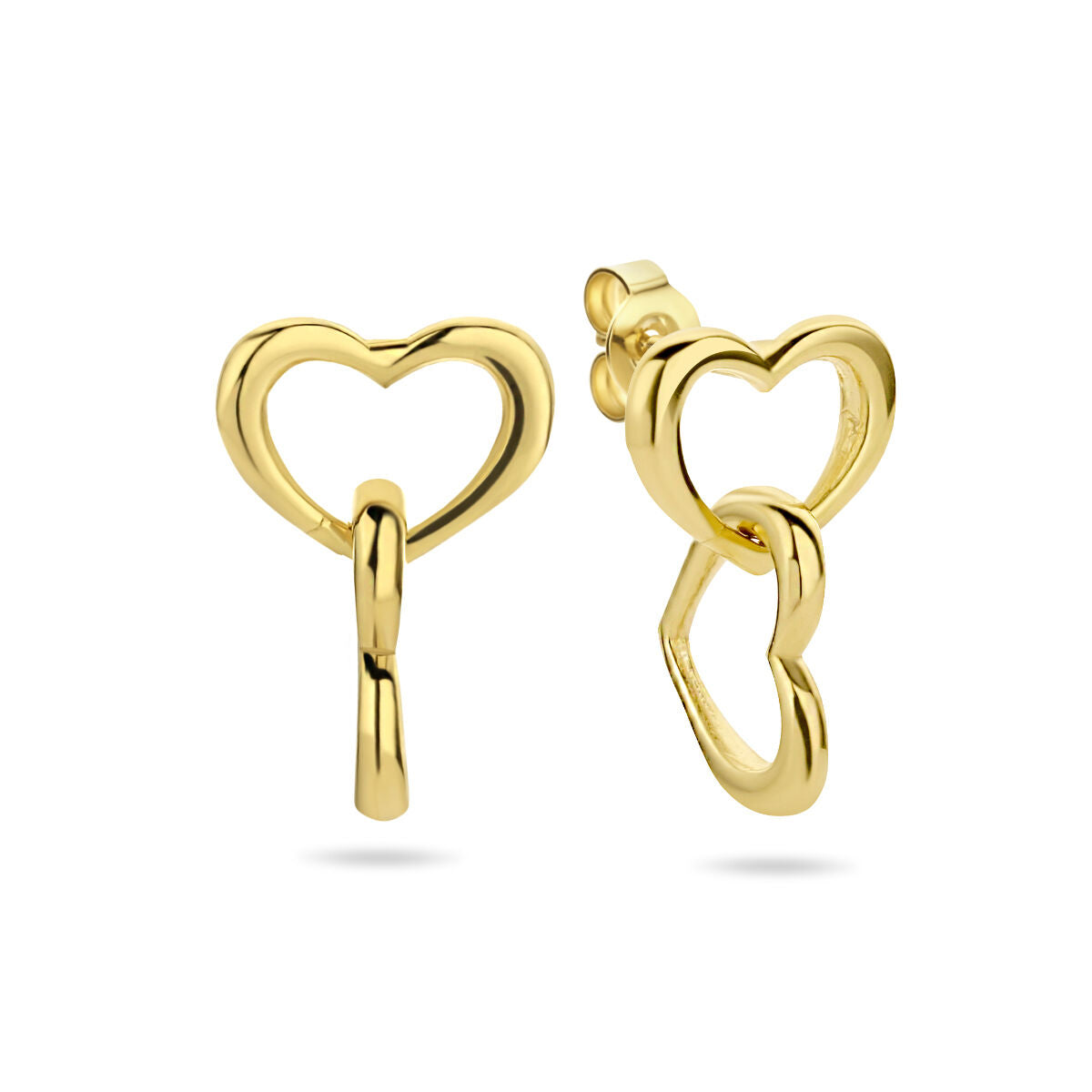 earrings hearts 1 micron silver gold plated (yellow)