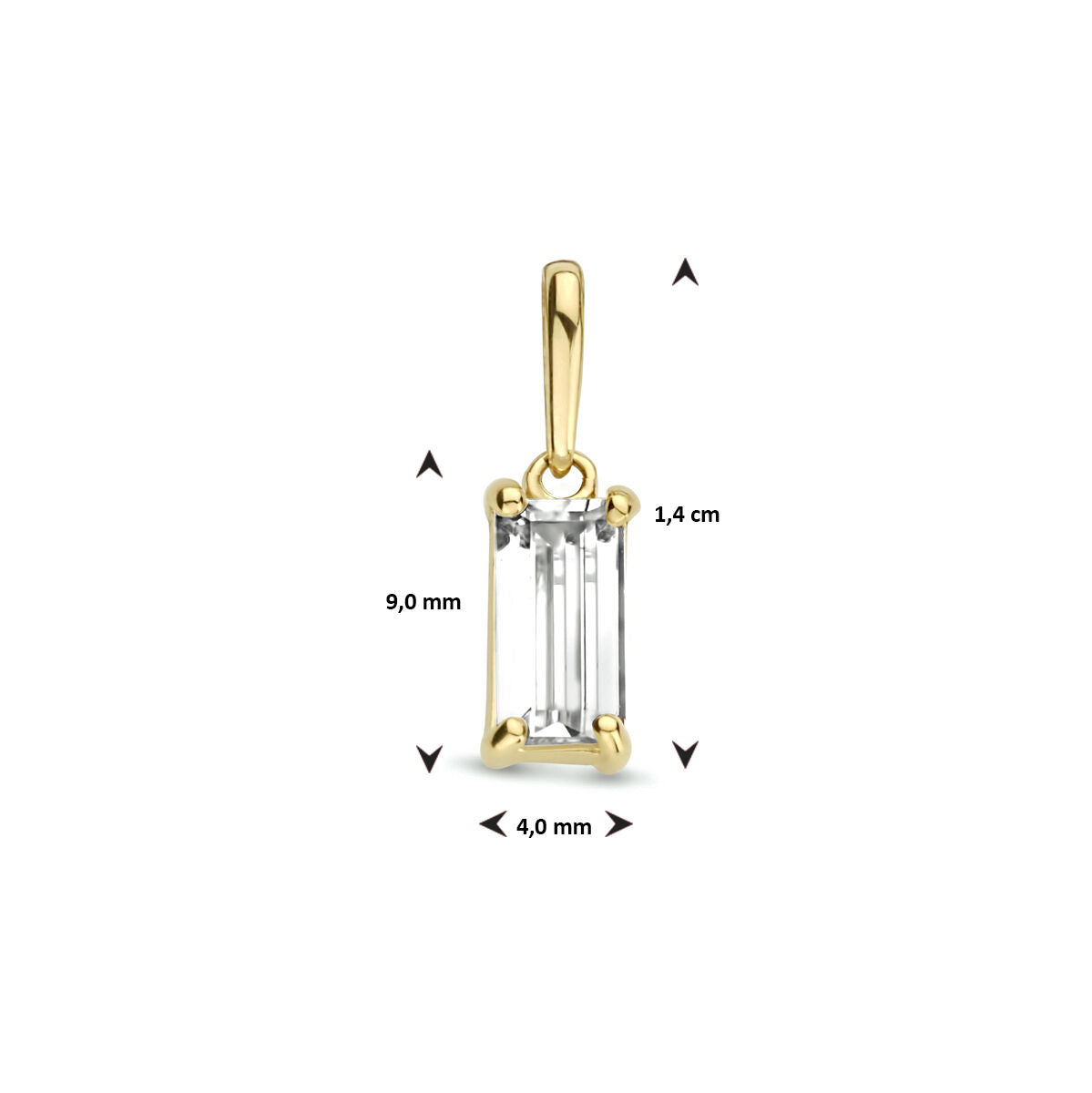 hanger zirkonia 14K geelgoud
