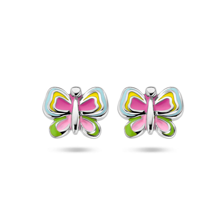 butterfly ear studs silver rhodium plated