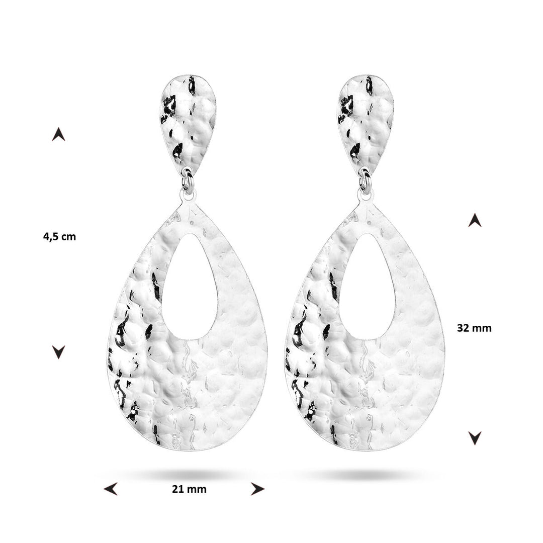 oorhangers druppel gehamerd zilver gerhodineerd