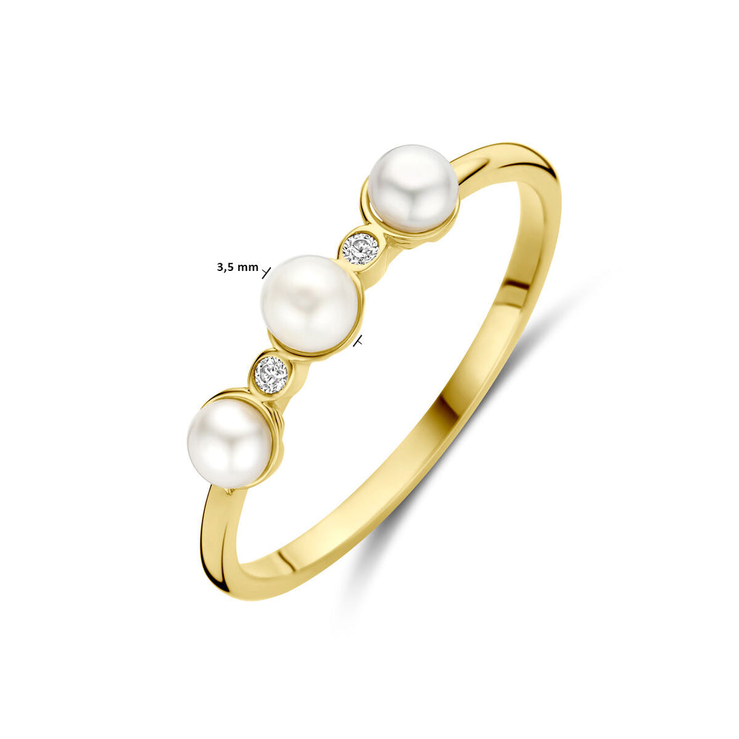 ring parel en zirkonia 14K geelgoud