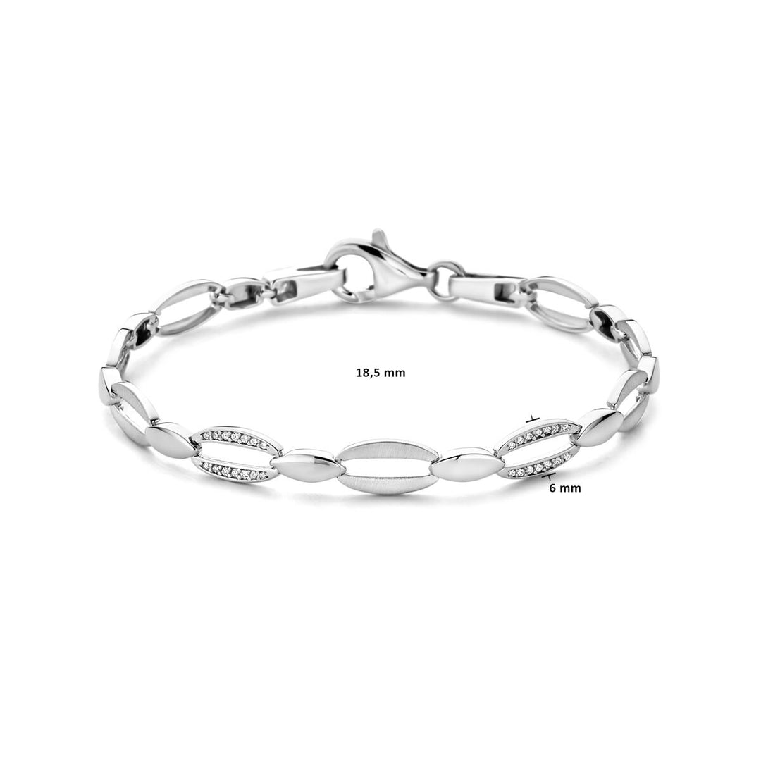 Silver bracelet ladies zirconia poly/matt rhodium plated