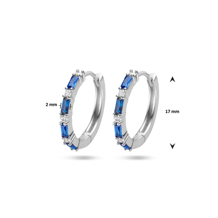 drop earrings blue zirconia silver rhodium plated