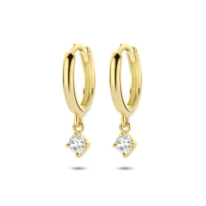 drop earrings zirconia 14K yellow gold