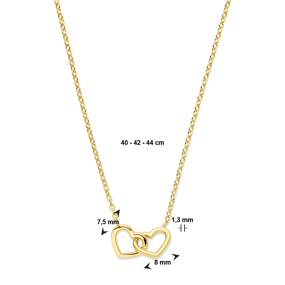 Gouden dames ketting hartjes 14K