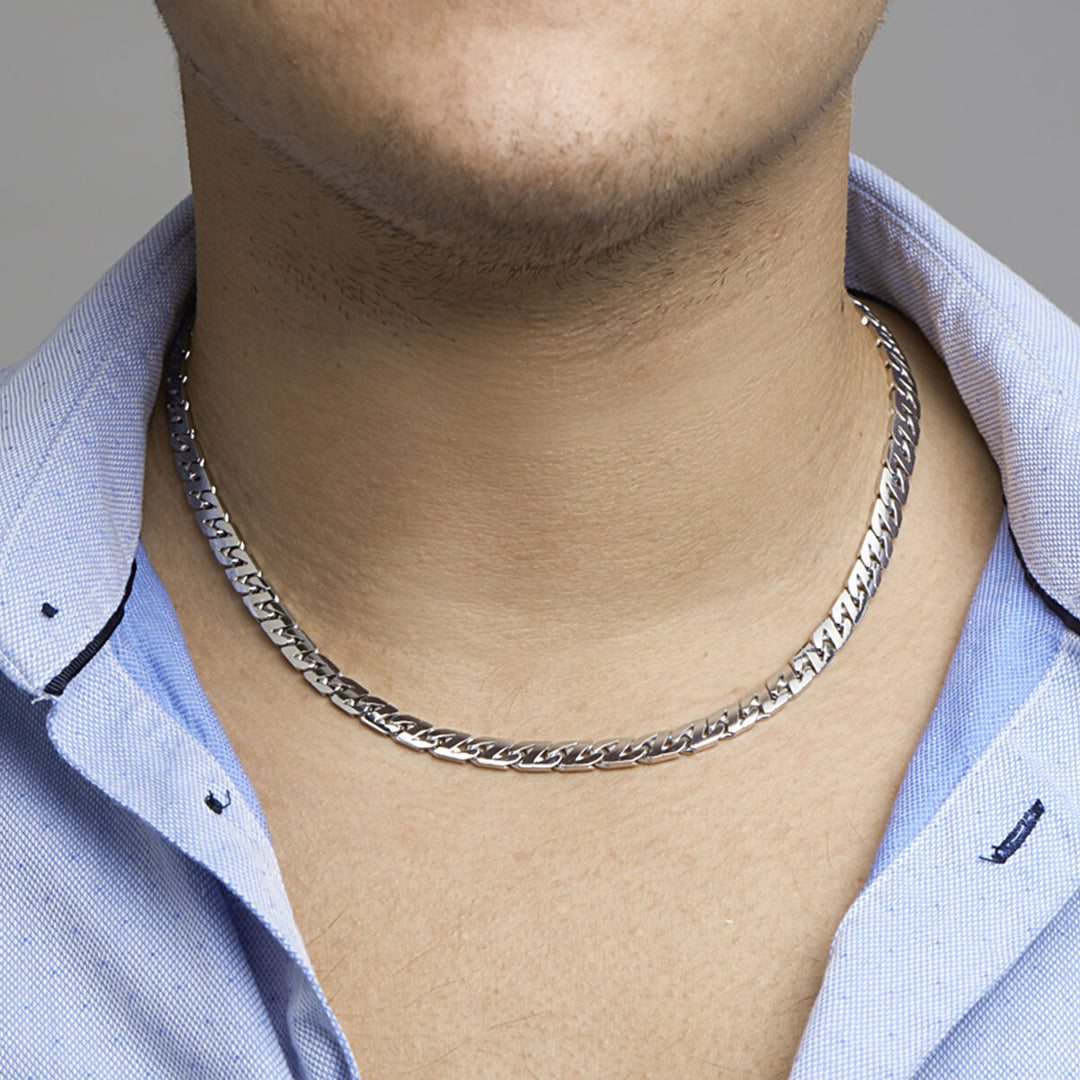 Silver chain men - gourmette necklace 6.6 mm