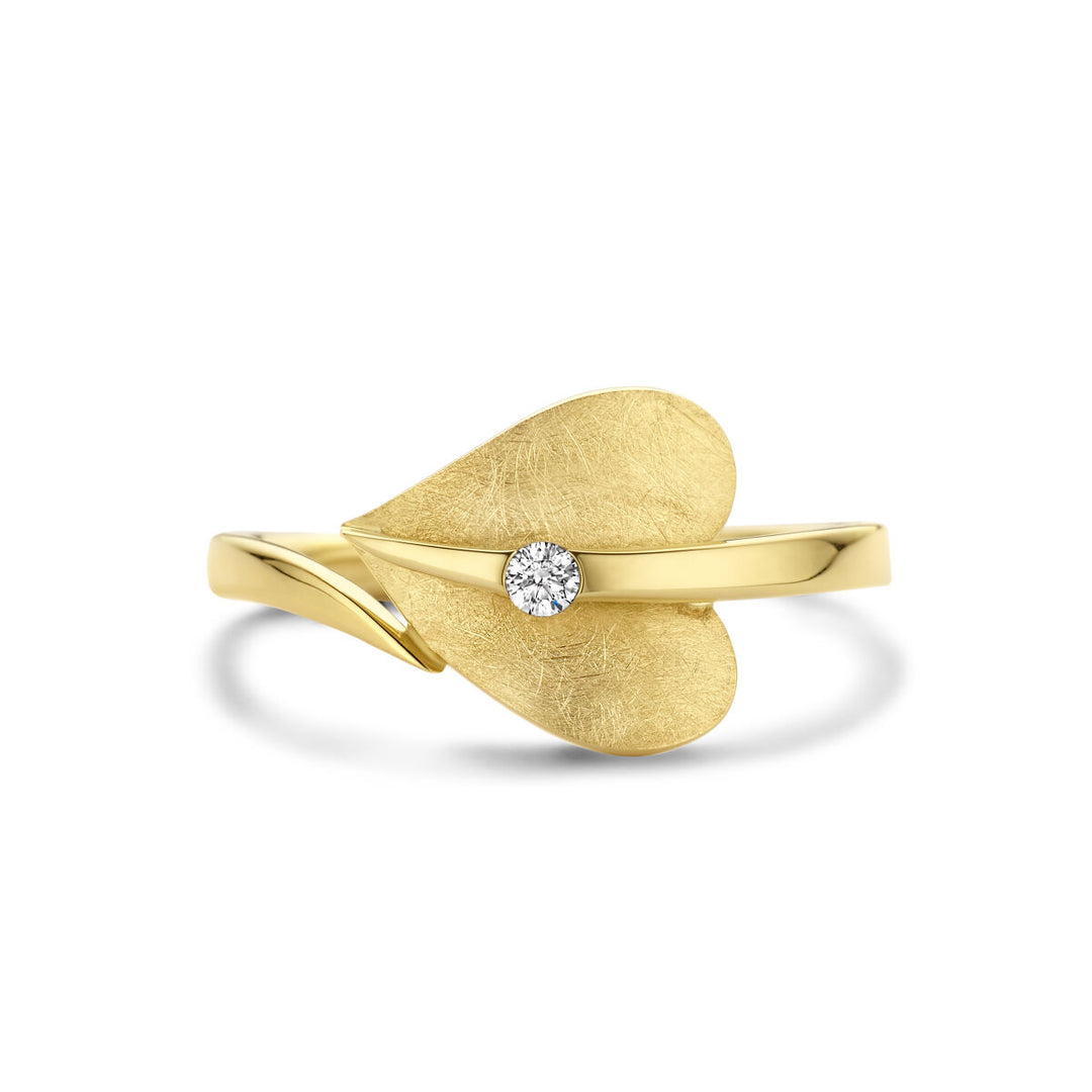 ring hart gescratcht diamant 0.04ct h si 14K geelgoud