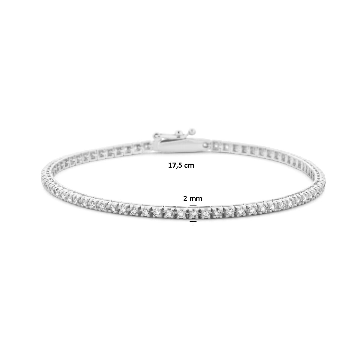 tennisarmband lab grown diamant 1.00ct g si 2,0 mm 17,5 cm 14K witgoud