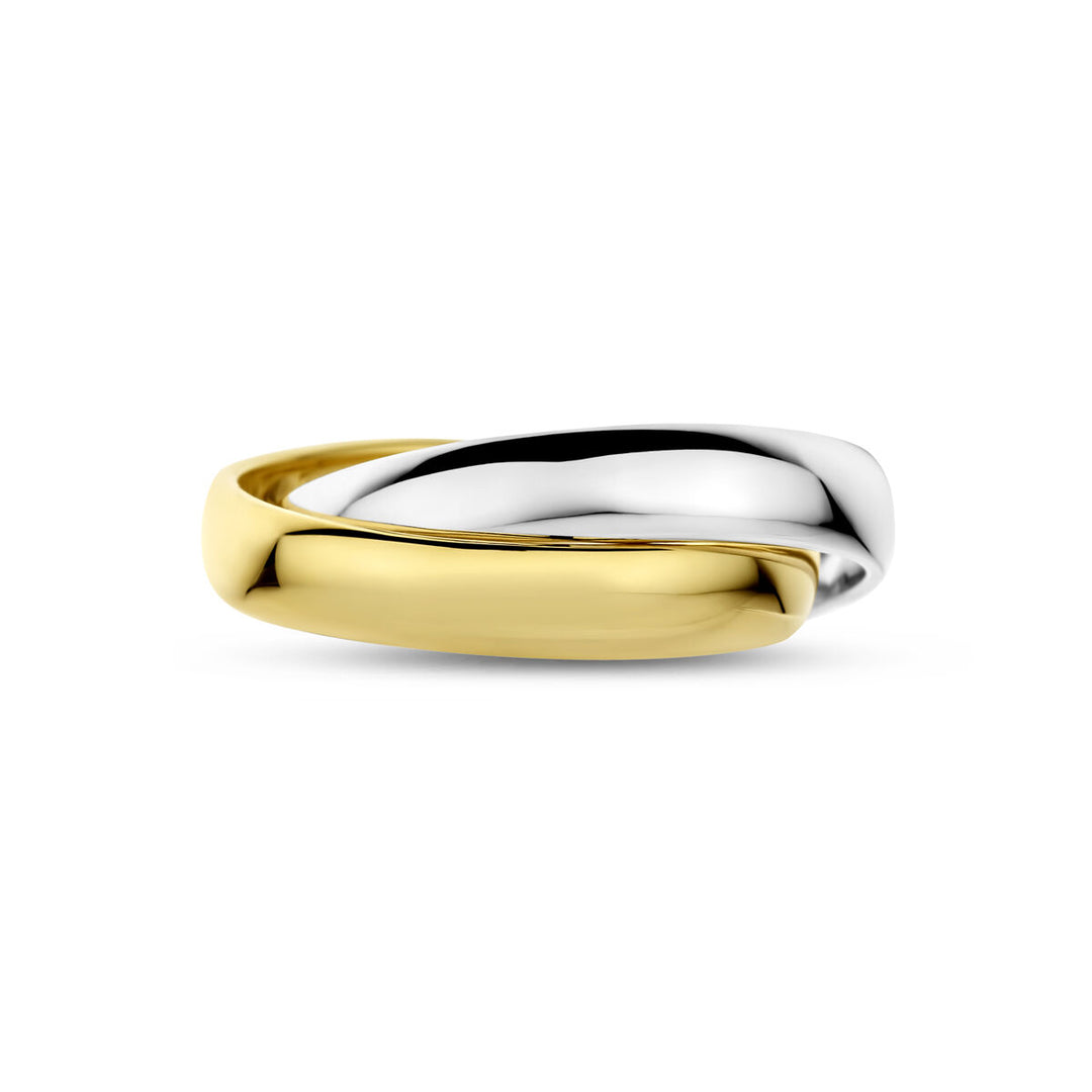 14k Bicolor geel- en witgouden ring