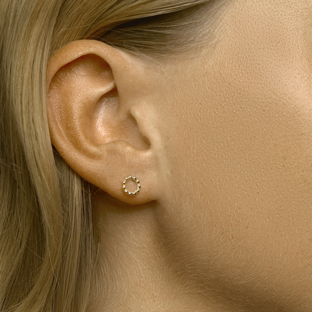 oorknoppen rondje bolletjes 14K geelgoud