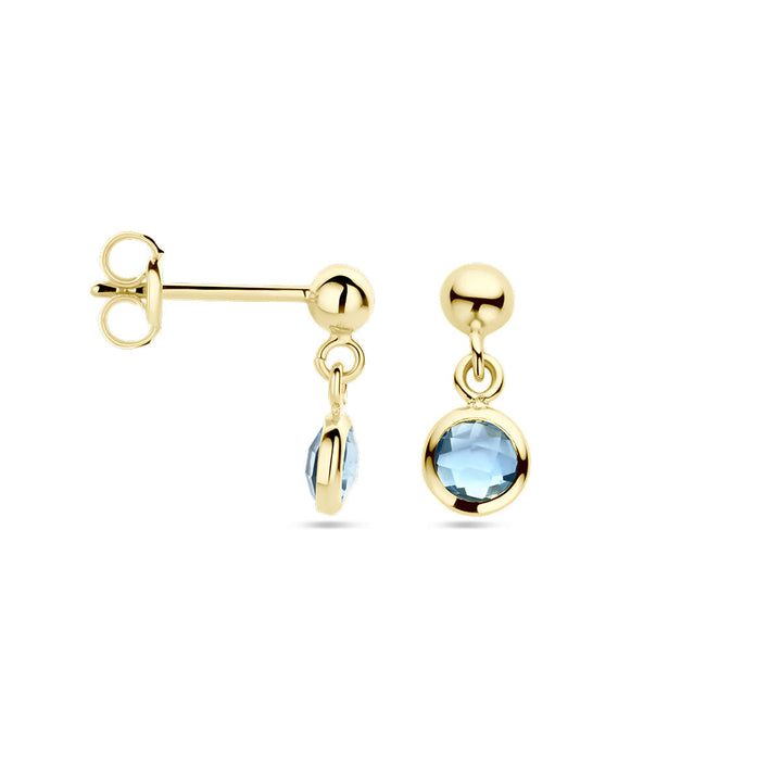 earrings blue topaz 14K yellow gold
