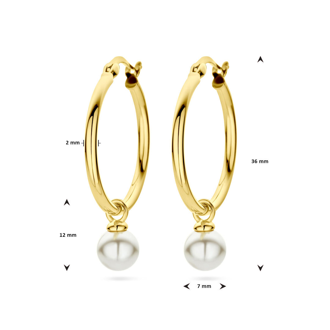 oorringen synth. parel 1 micron zilver verguld (geel)