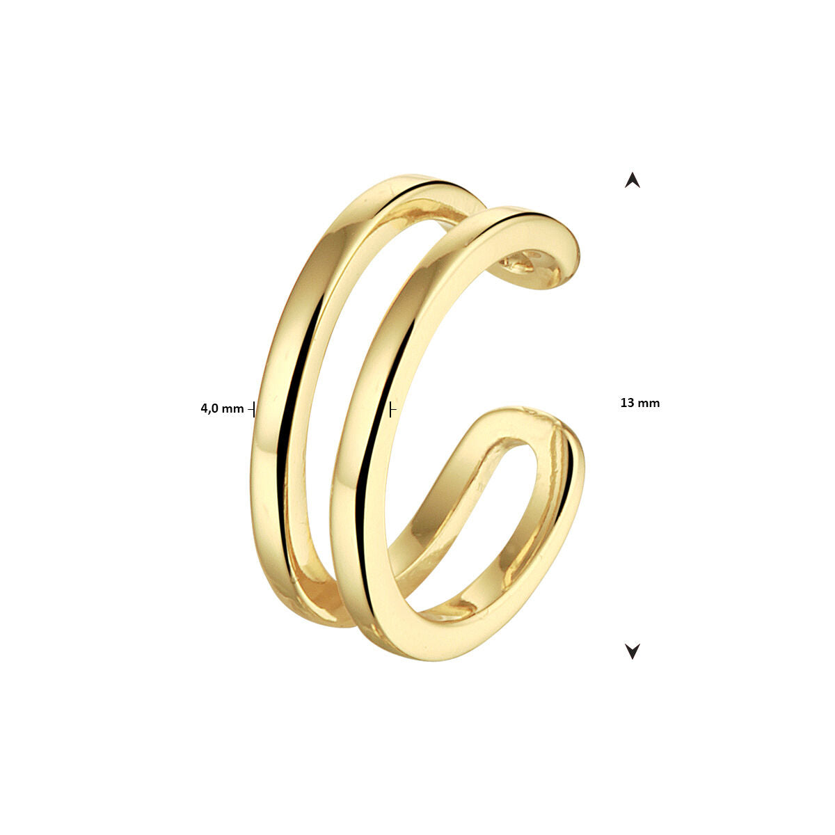 earcuff 1 micron zilver verguld (geel)