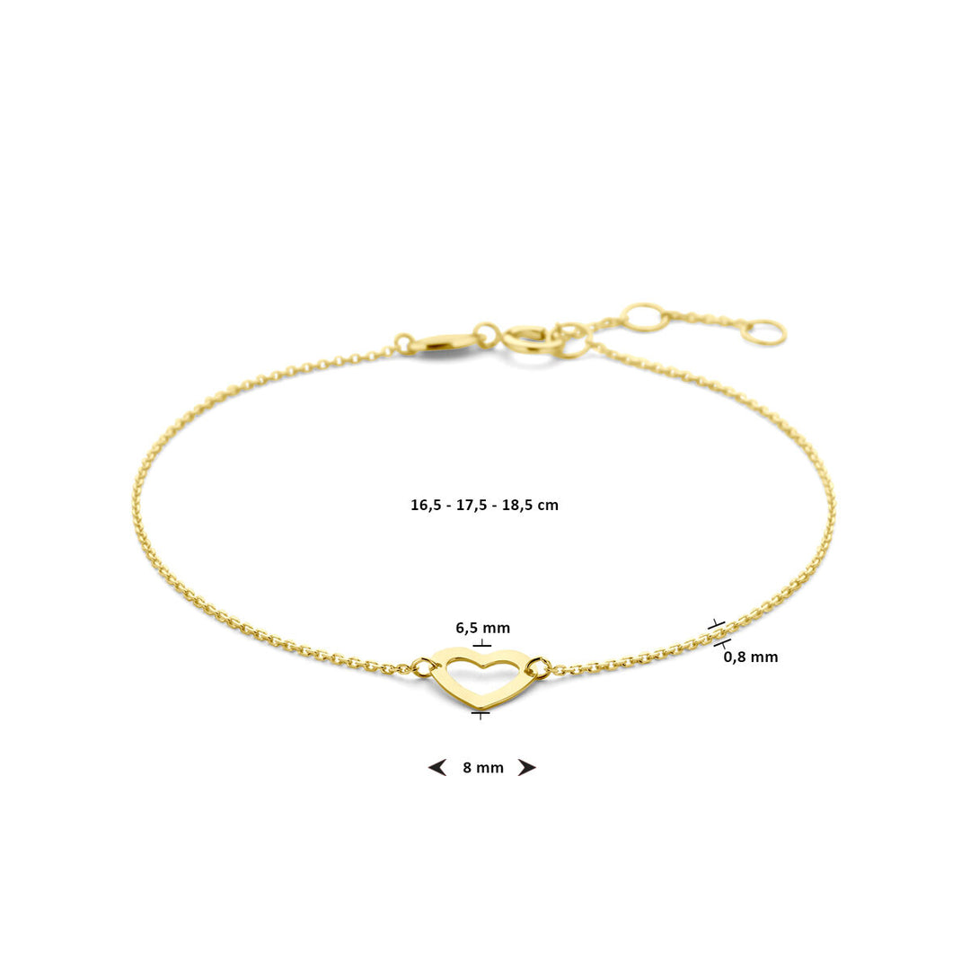 Armband Herz 16,5 - 17,5 - 18,5 cm 14K Gelbgold