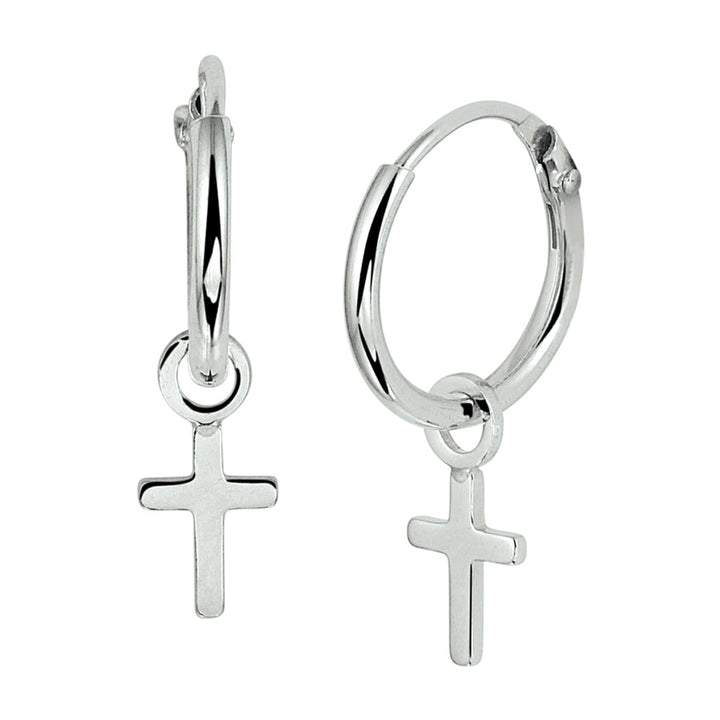 oorringen kruis zilver gerhodineerd