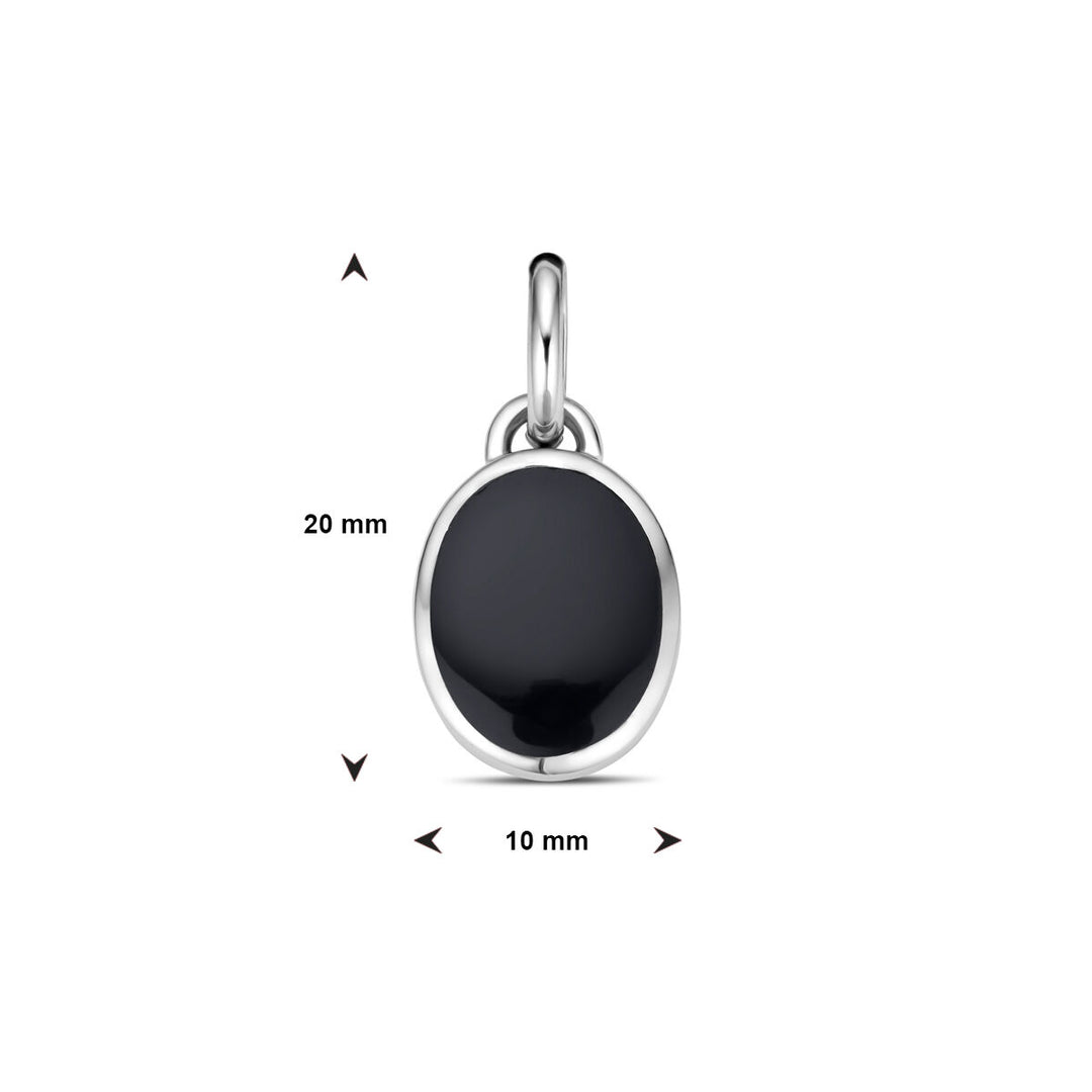 pendant onyx silver rhodium plated