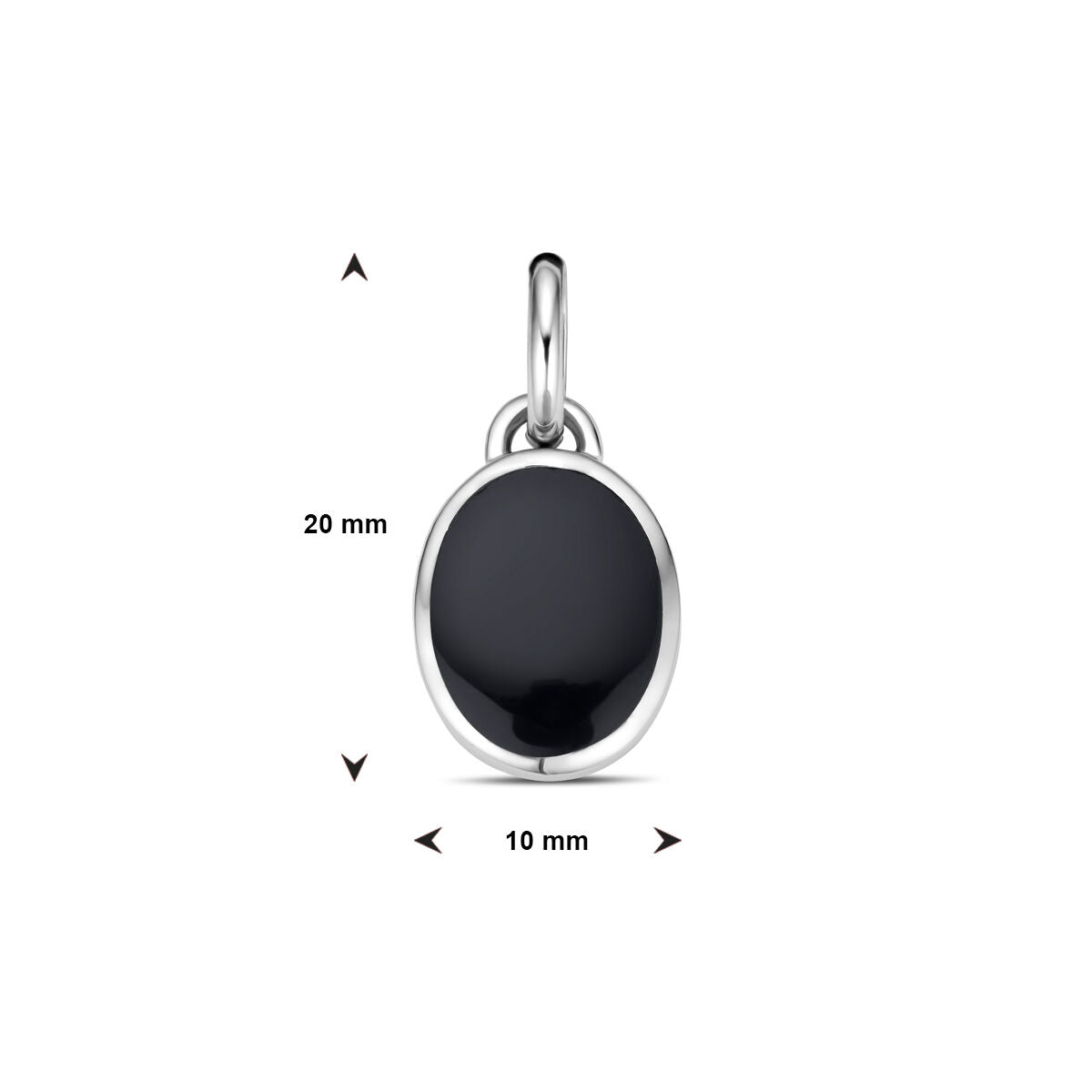 pendant onyx silver rhodium plated