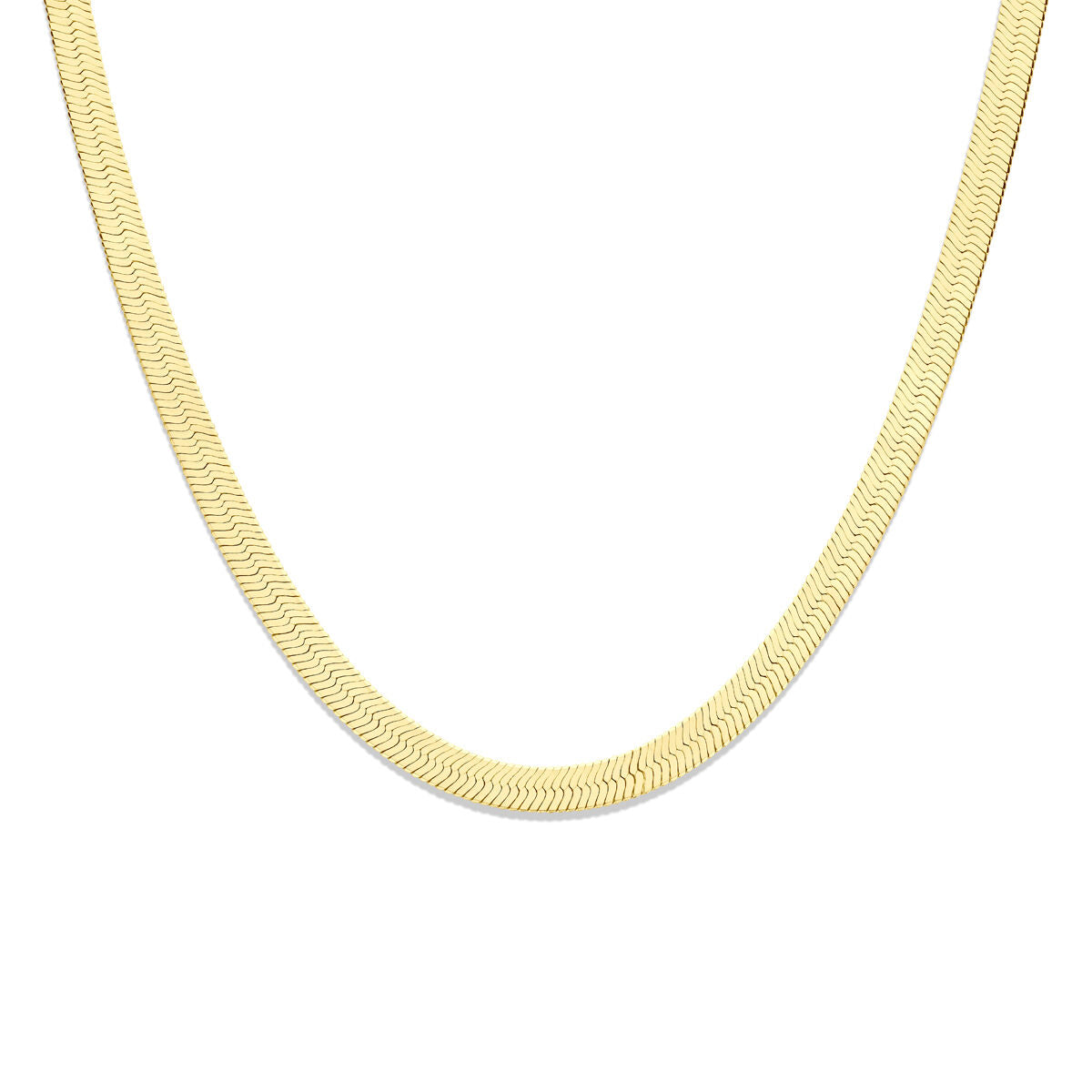 Plat collier in geel verguld zilver, 8,5 mm breed en 43 cm lang.