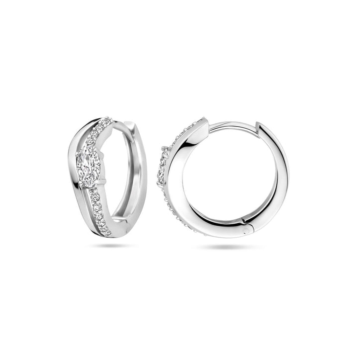 klapoorringen zirkonia 14,5 mm zilver gerhodineerd