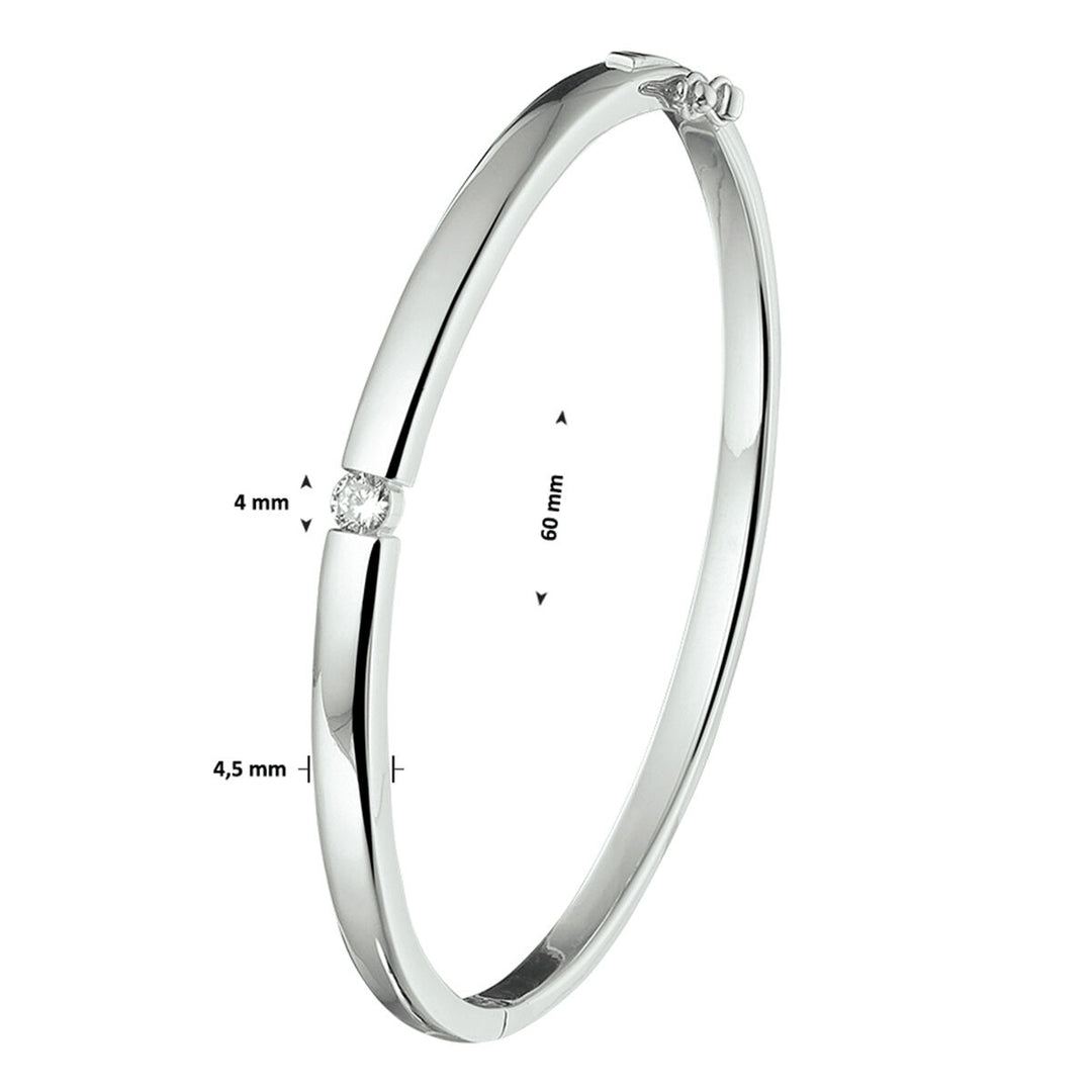 bangle scharnier zirkonia 4,5 x 60 mm zilver gerhodineerd