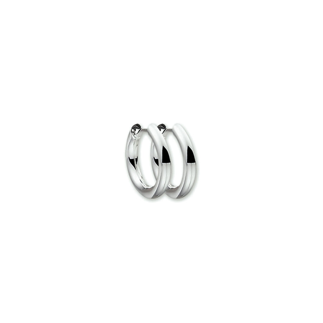 Ronde klapoorringen van gerhodineerd zilver met een glanzende afwerking.