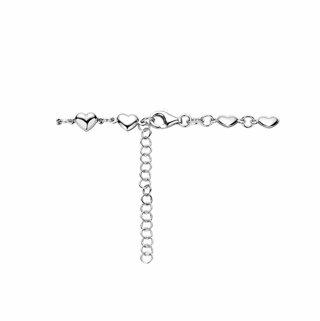 collier hartjes 41 + 4 cm zilver gerhodineerd
