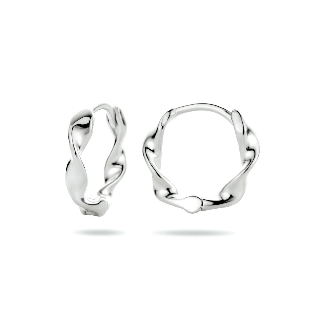 drop earrings twisted silver rhodium plated