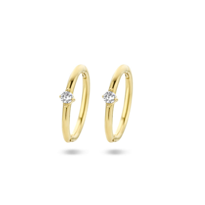 klapoorringen zirkonia 14K geelgoud
