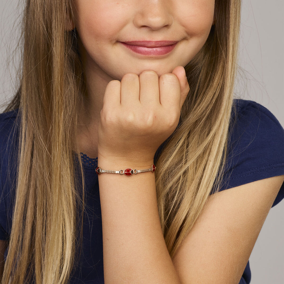 armband lieveheersbeestje zilver wit