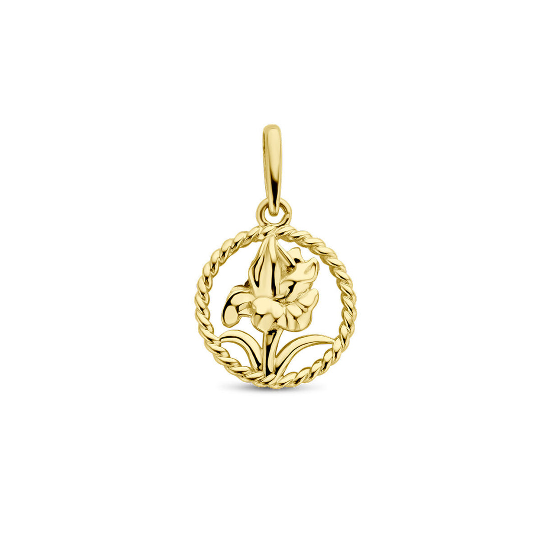 pendant with birth flower 14K yellow gold