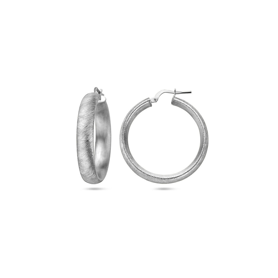 oorringen 6,0 mm halfronde buis gescratcht zilver gerhodineerd