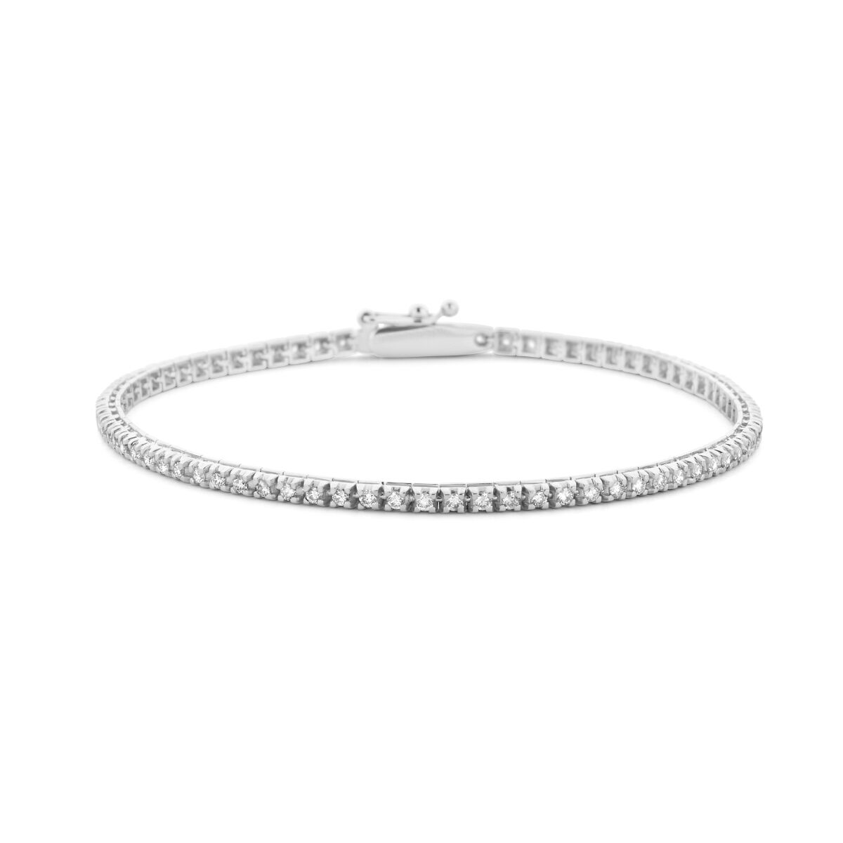 Tennisarmband van 14K witgoud met lab grown diamanten van 1.00ct, 2,0 mm breed en 17,5 cm lang.