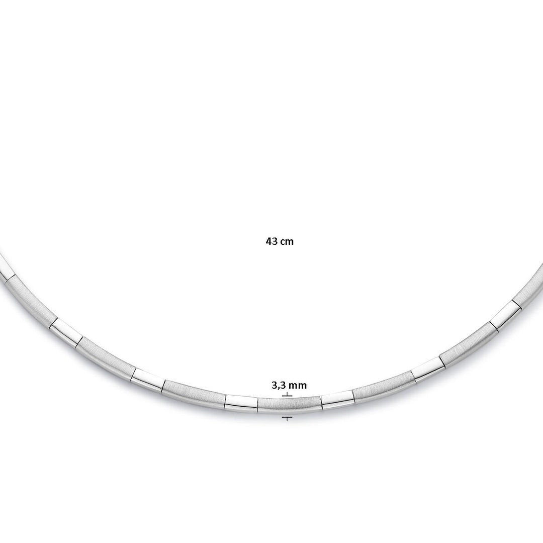 necklace choker 3.3 mm 43 cm poly/matte silver rhodium plated