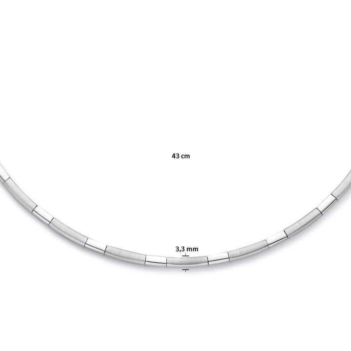 necklace choker 3.3 mm 43 cm poly/matte silver rhodium plated