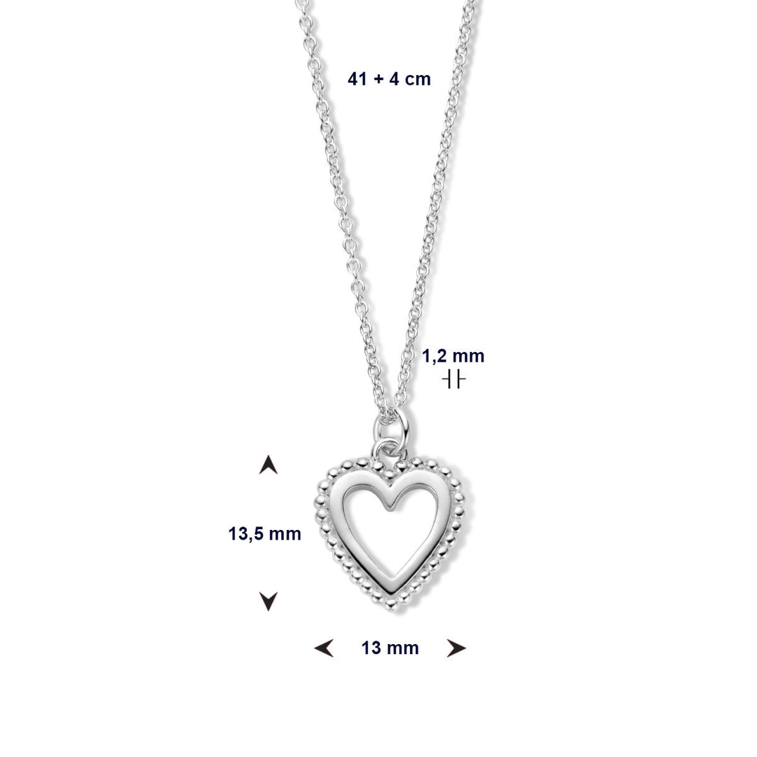 collier hart 41 + 4 cm zilver gerhodineerd