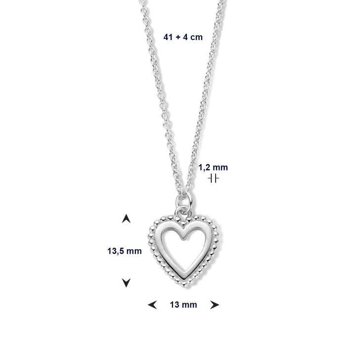 collier hart 41 + 4 cm zilver gerhodineerd