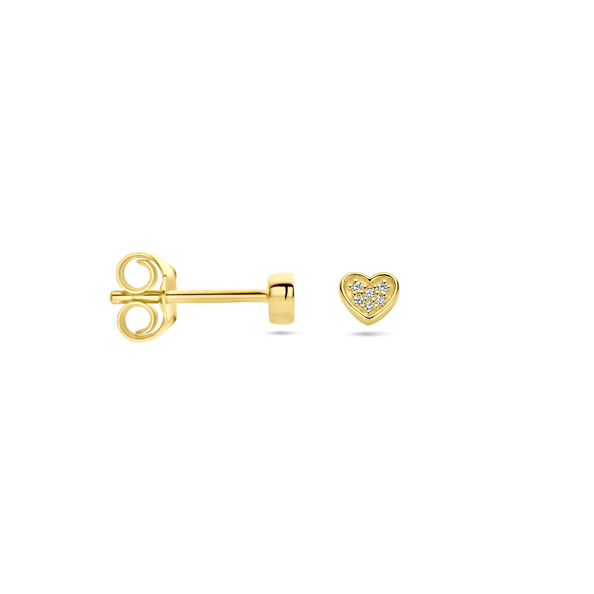ear studs heart diamond h si 14K yellow gold