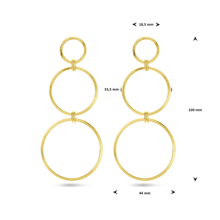 earrings circles diamond-plated 1 micron silver gold-plated (yellow)