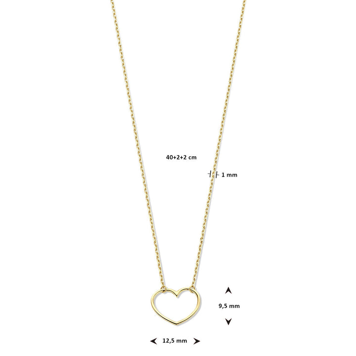 necklace heart 40 - 42 - 44 cm 14K yellow gold