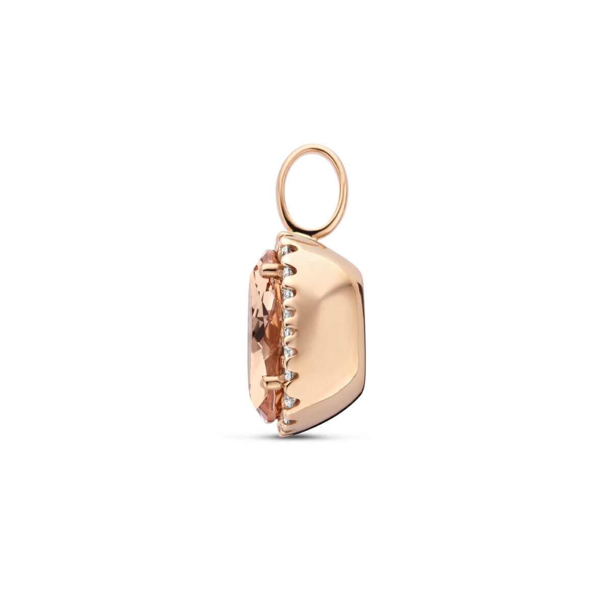 pendant morganite and diamond 0.25ct h si halo 14K rose gold