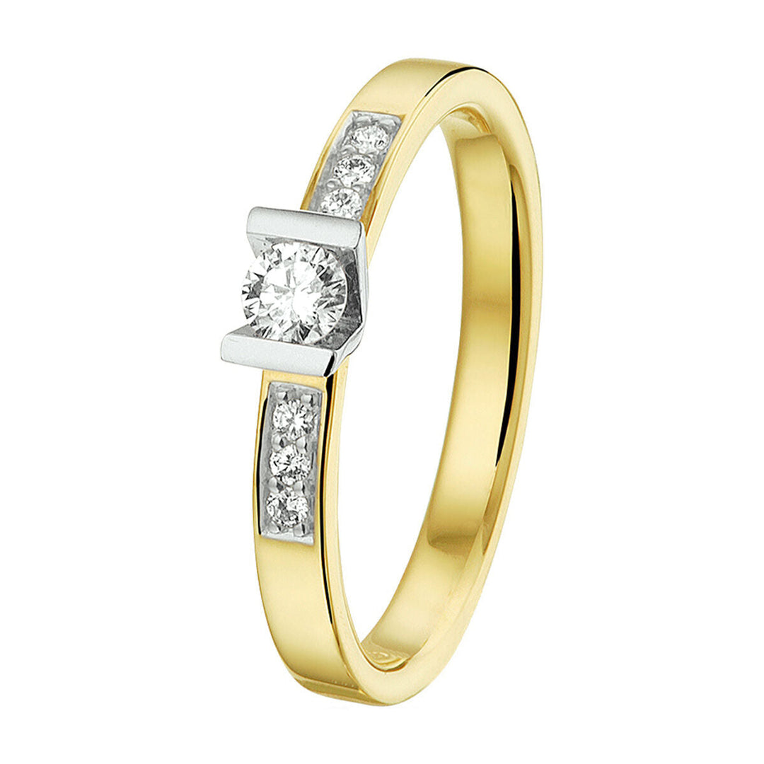 ring diamond 0.20ct h si 14K bicolor gold yellow/white