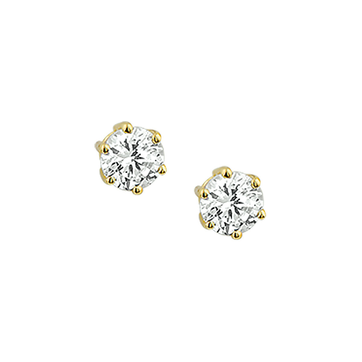 Van der Kooij Collectie oorknoppen zirkonia 14K geelgoud: ronde, sprankelende studs in geelgoud - een tijdloze keuze voor dames die van klassieke elegantie behouden.