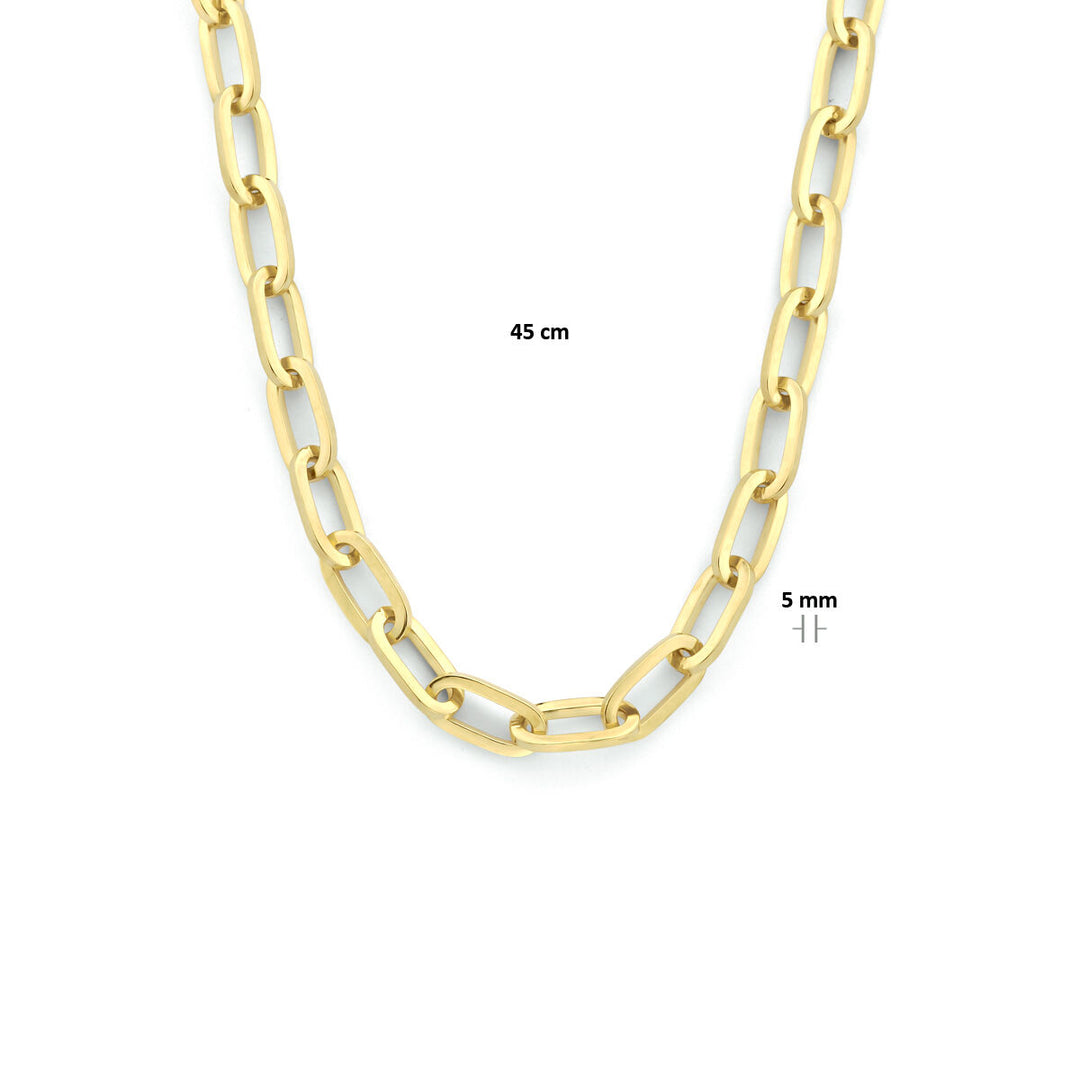 necklace paper clip flat solid 5.0 mm 45 cm Zilgold (yellow gold with silver core)